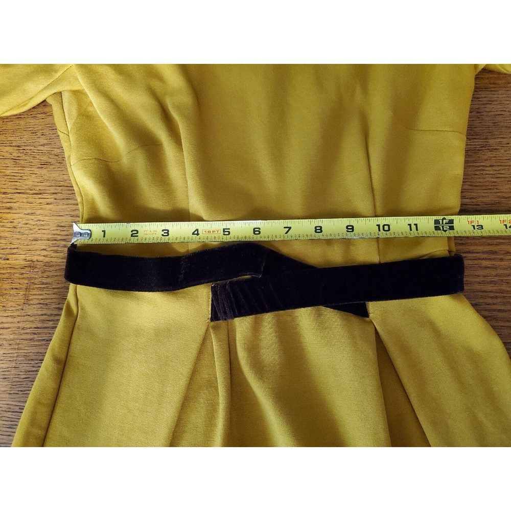 Girls From Savoy XS Mustard Yellow Velvet Belt Ponte Knit Dress Anthropologie - Picture 8 of 10